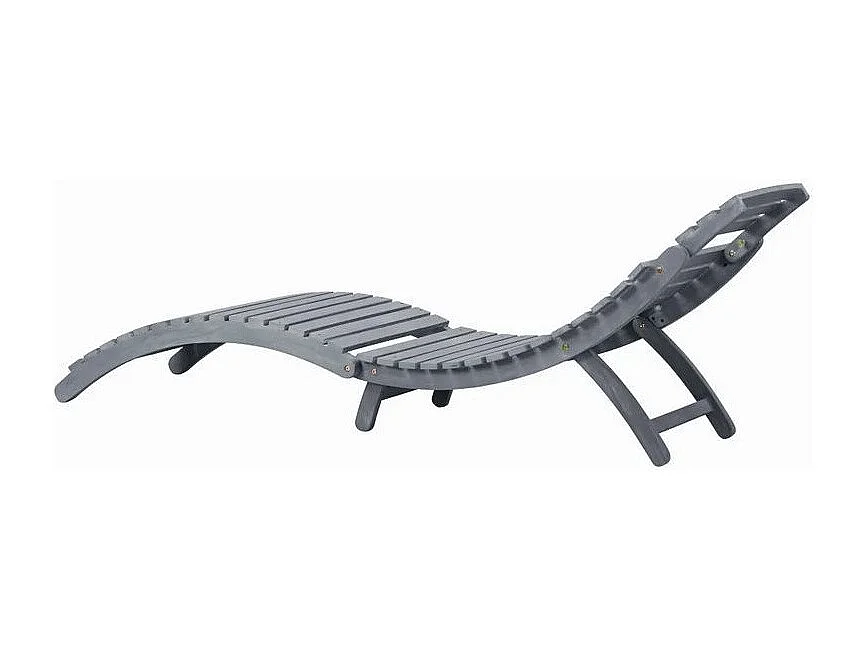 Chaise longue pliante acacia massif gris Ontim