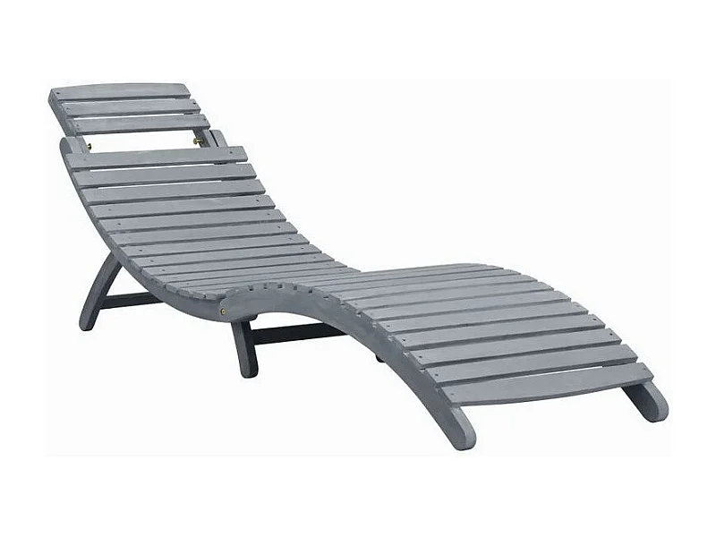 Chaise longue pliante acacia massif gris Ontim