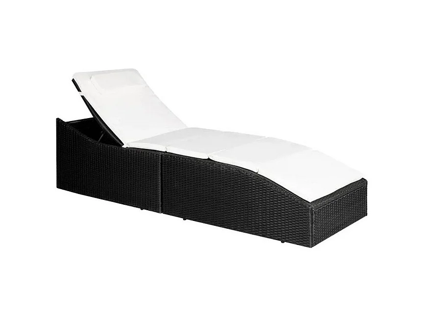Chaise longue pliable tissu blanc et résine noire Alumi