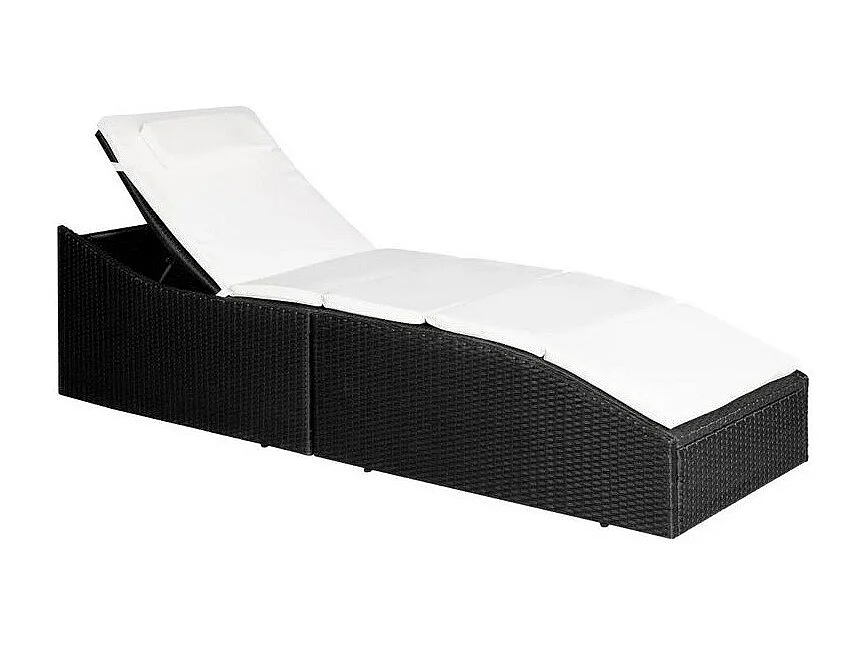 Chaise longue pliable tissu blanc et résine noire Alumi