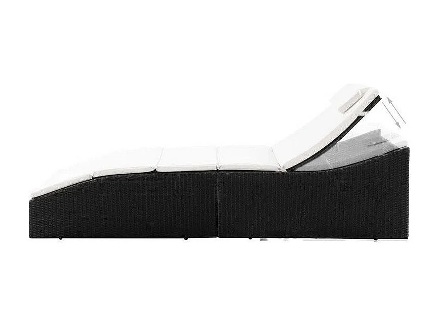 Chaise longue pliable tissu blanc et résine noire Alumi