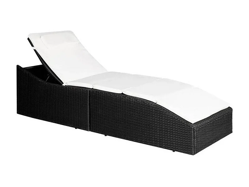 Chaise longue pliable tissu blanc et résine noire Alumi