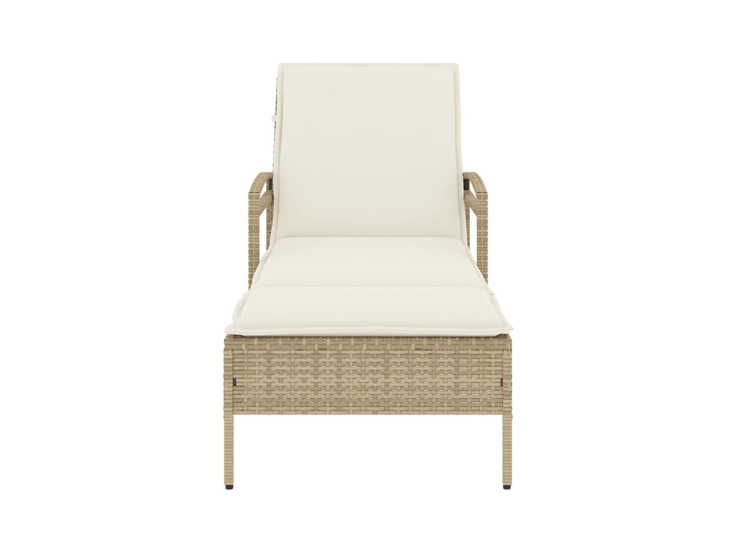 Chaise longue avec coussin beige 63x200x81 résine tressée