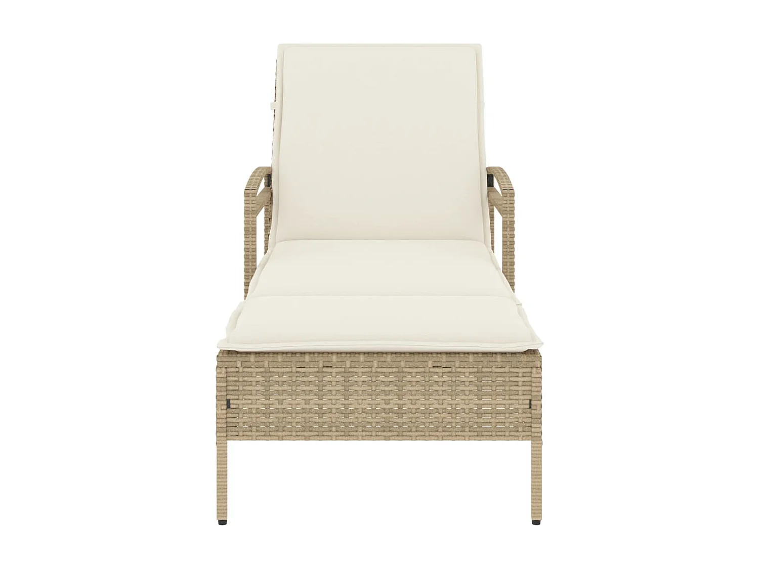 Chaise longue avec coussin beige 63x200x81 résine tressée