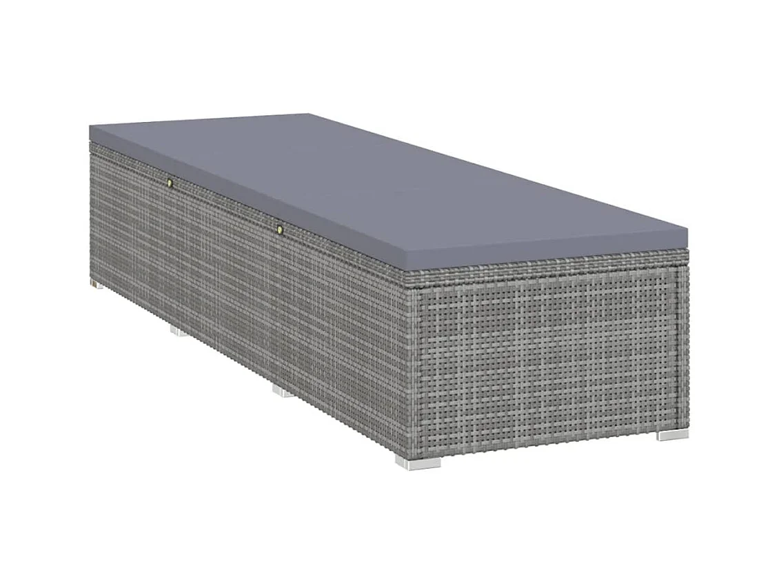 Chaises longues de jardin table à thé 3 pcs Résine tressée Gris