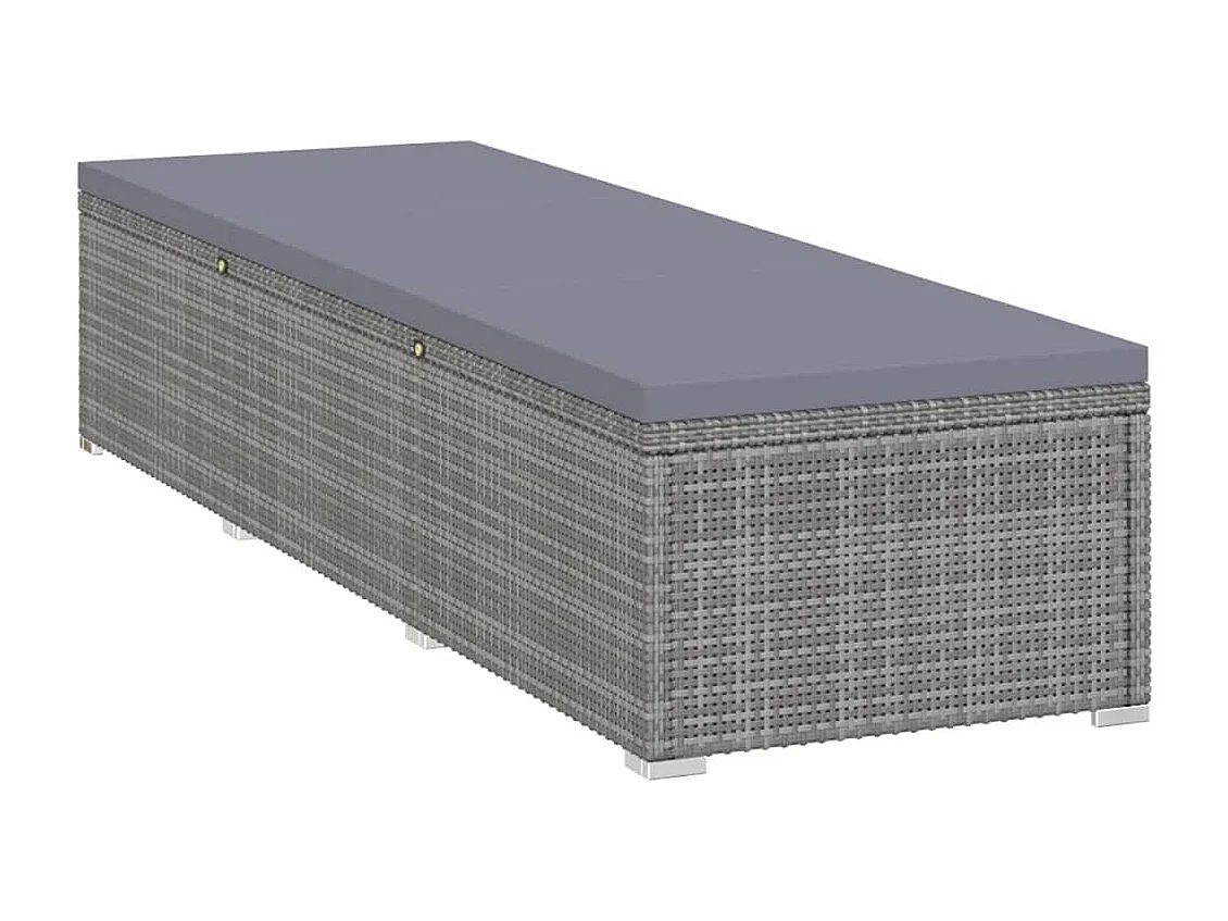 Chaises longues de jardin table à thé 3 pcs Résine tressée Gris