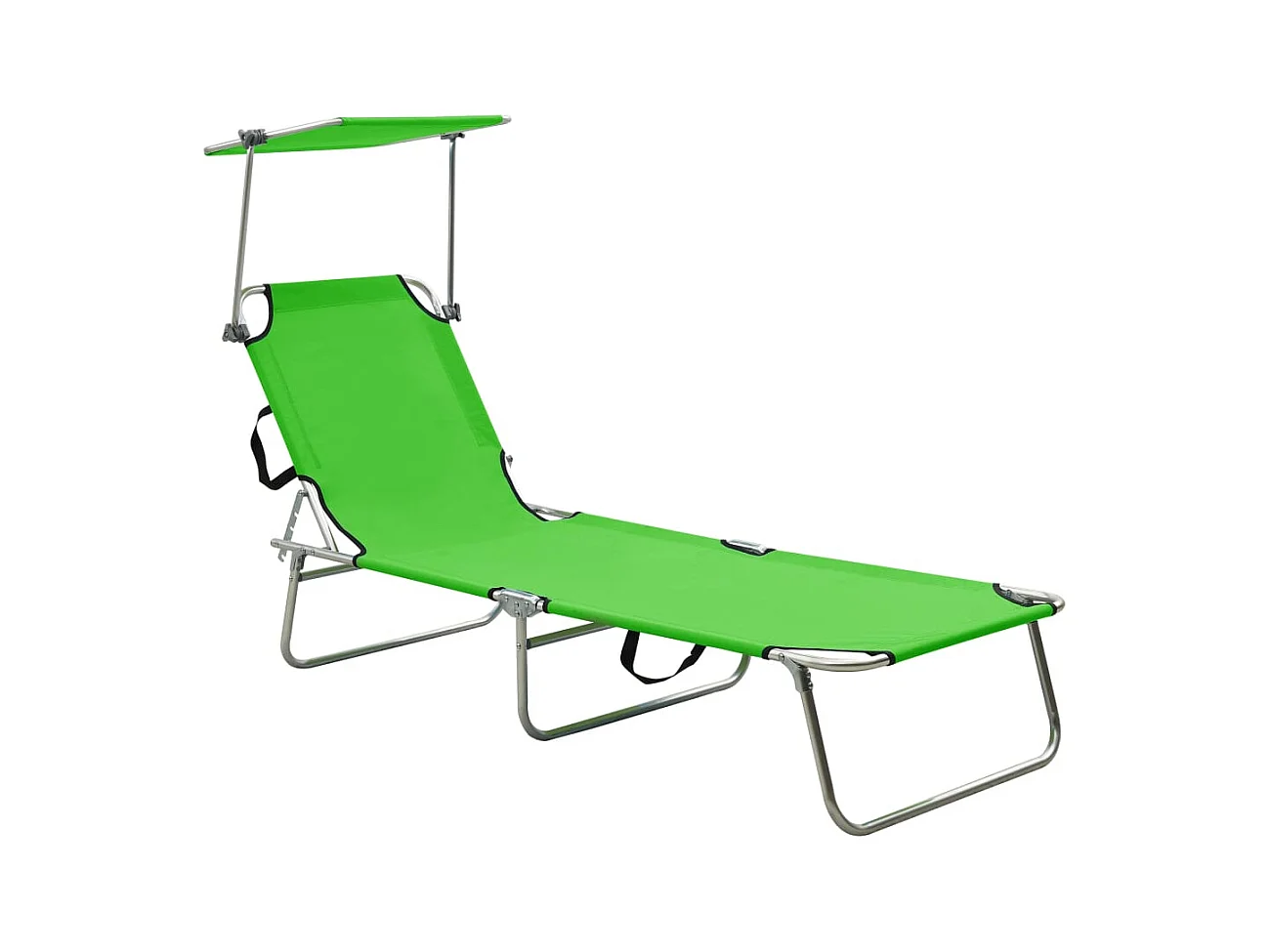 Chaise longue pliable avec auvent Vert Aluminium