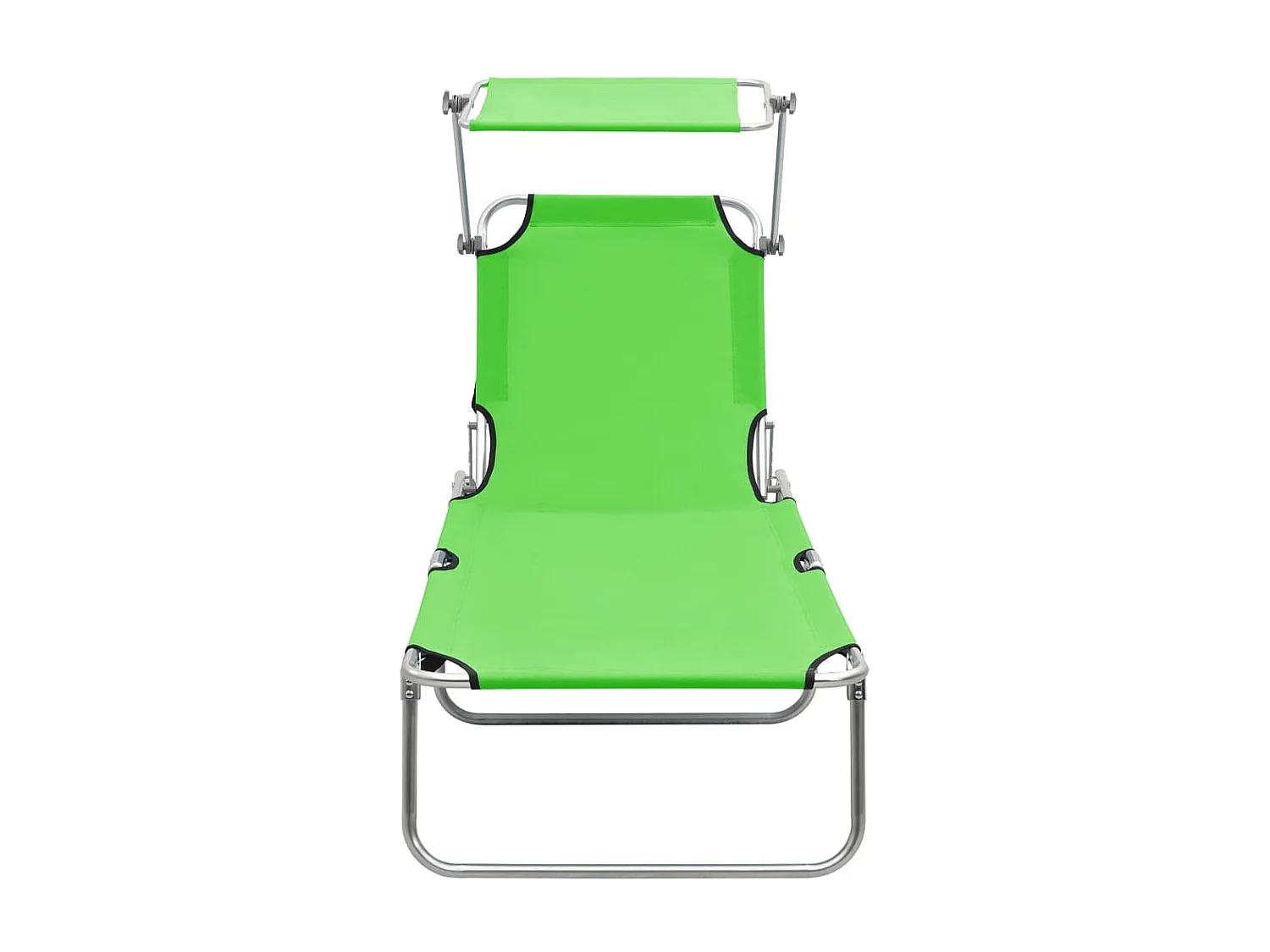 Chaise longue pliable avec auvent Vert Aluminium
