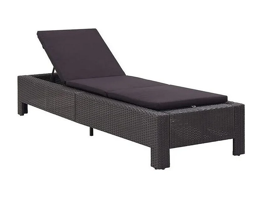 Chaise longue tissu et résine tressée noir Daget