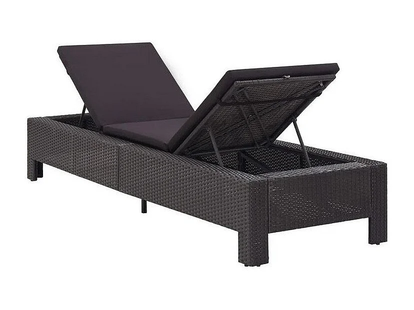 Chaise longue tissu et résine tressée noir Daget