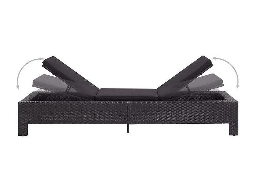 Chaise longue tissu et résine tressée noir Daget