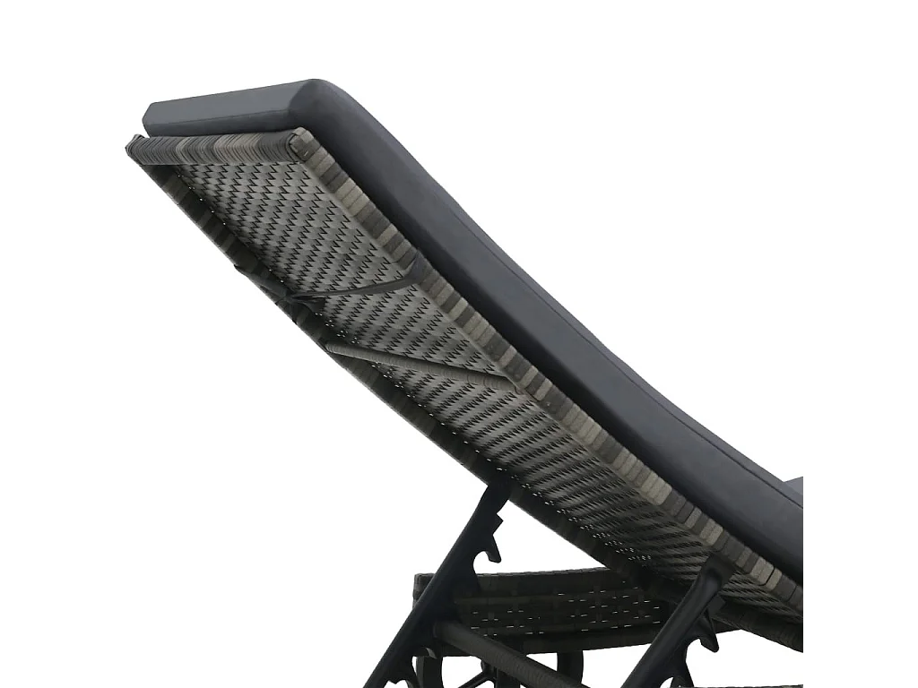 Chaise longue avec roues et coussin Résine tressée Anthracite