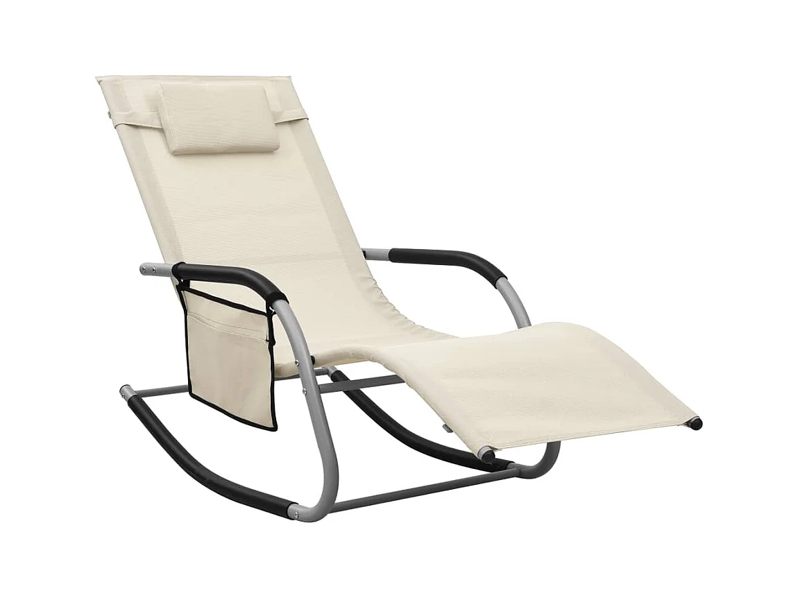 Chaise longue Textilène Crème et gris 2
