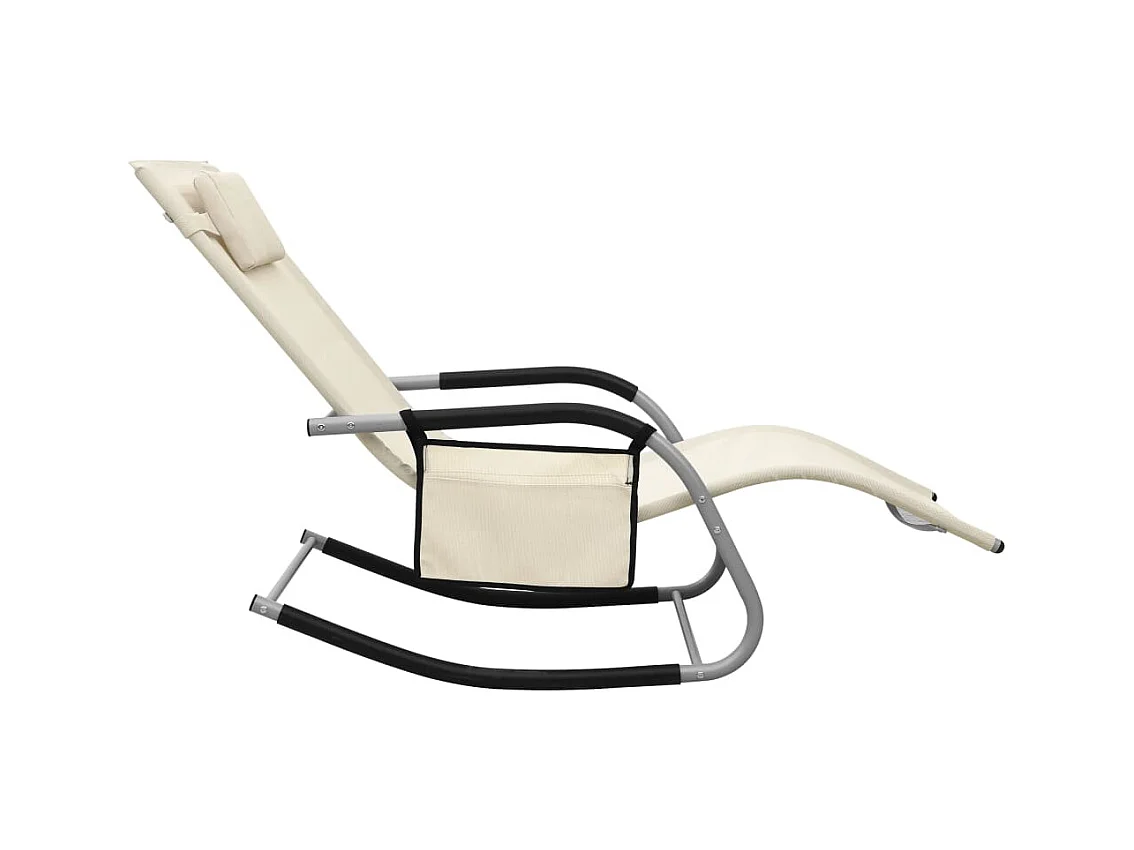 Chaise longue Textilène Crème et gris 2