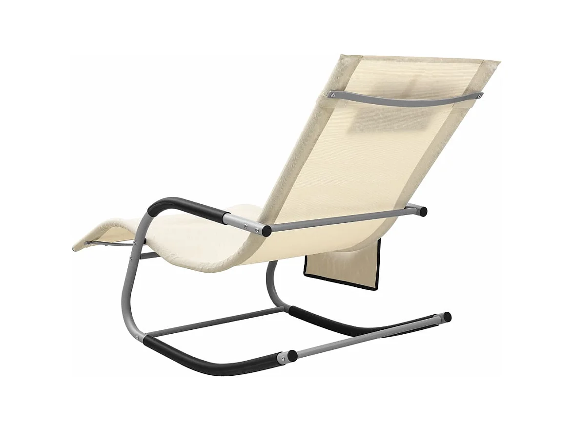 Chaise longue Textilène Crème et gris 2