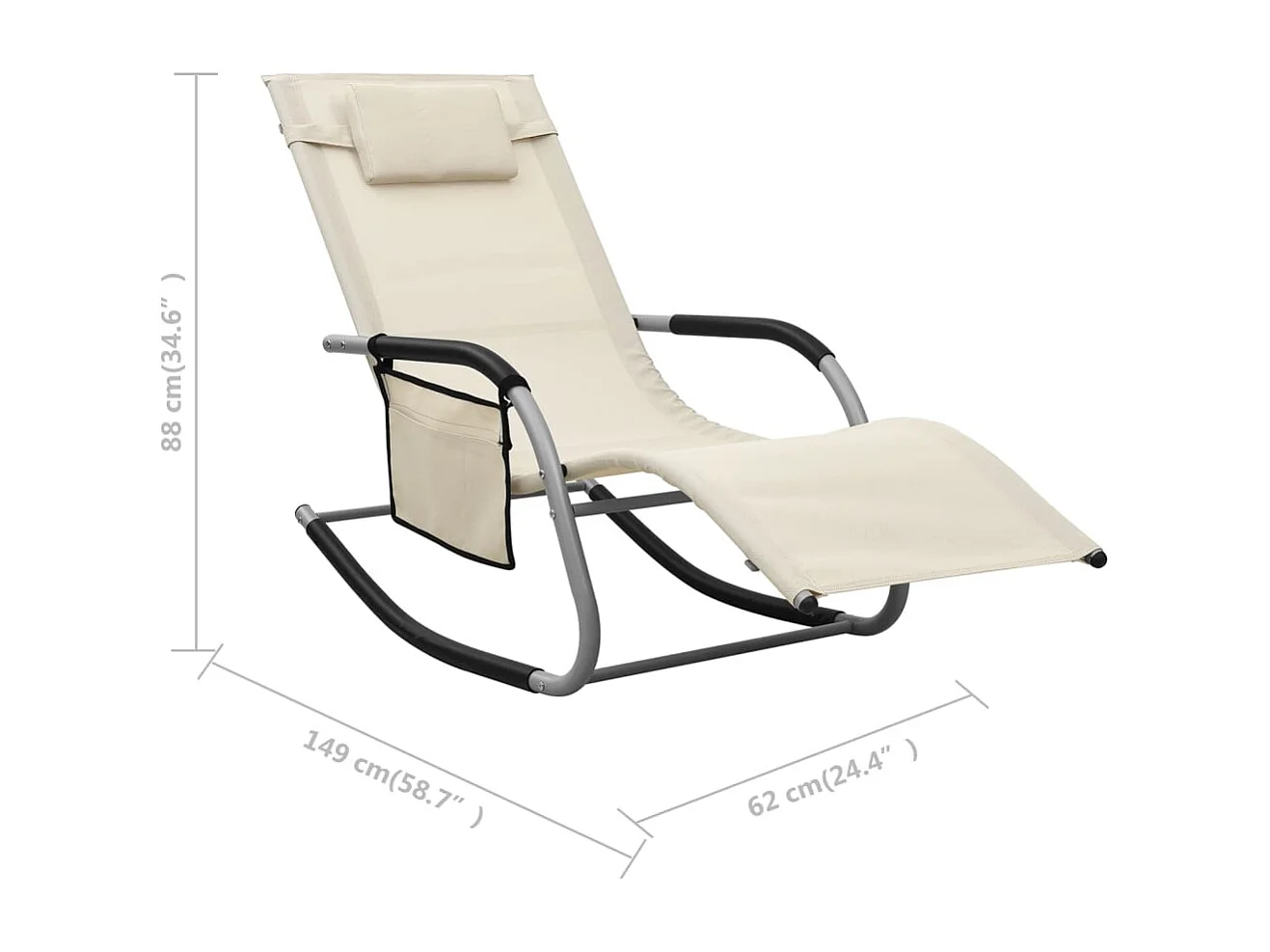 Chaise longue Textilène Crème et gris 2