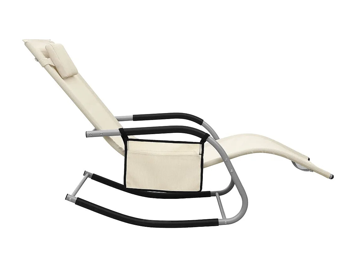 Chaise longue Textilène Crème et gris 2