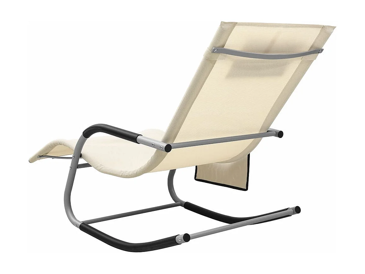 Chaise longue Textilène Crème et gris 2
