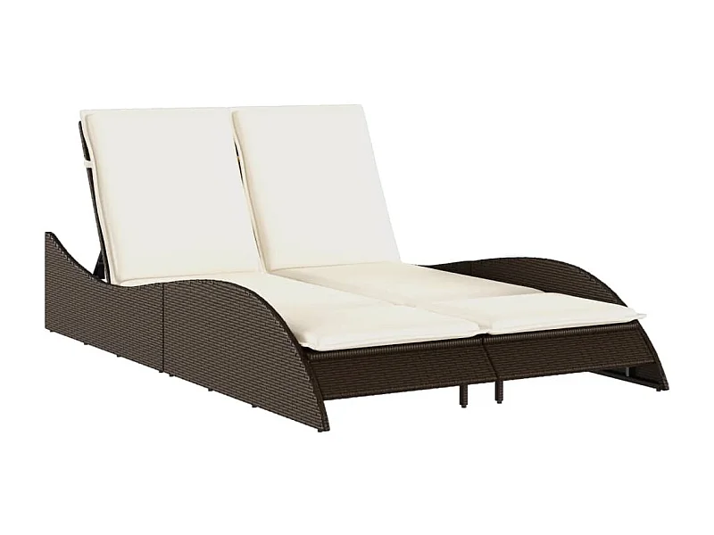 Chaise longue avec coussins marron 114x205x73 résine tressée
