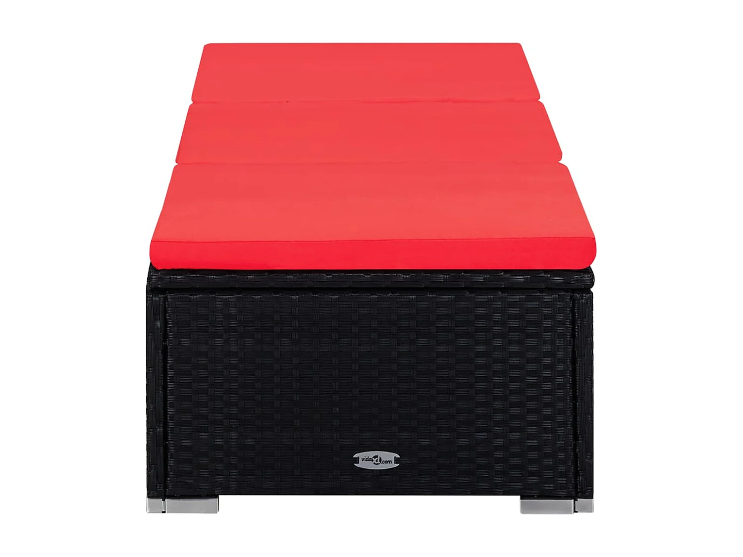 Chaise longue avec coussin et table à thé Résine tressée Rouge