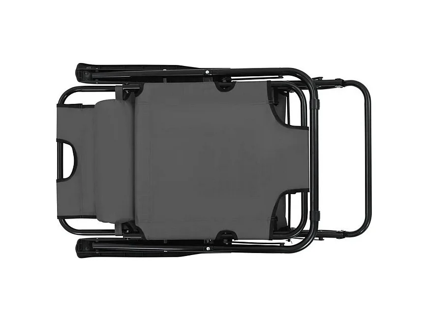 Chaise longue pliable tissu gris et métal Cordi - Lot de 2