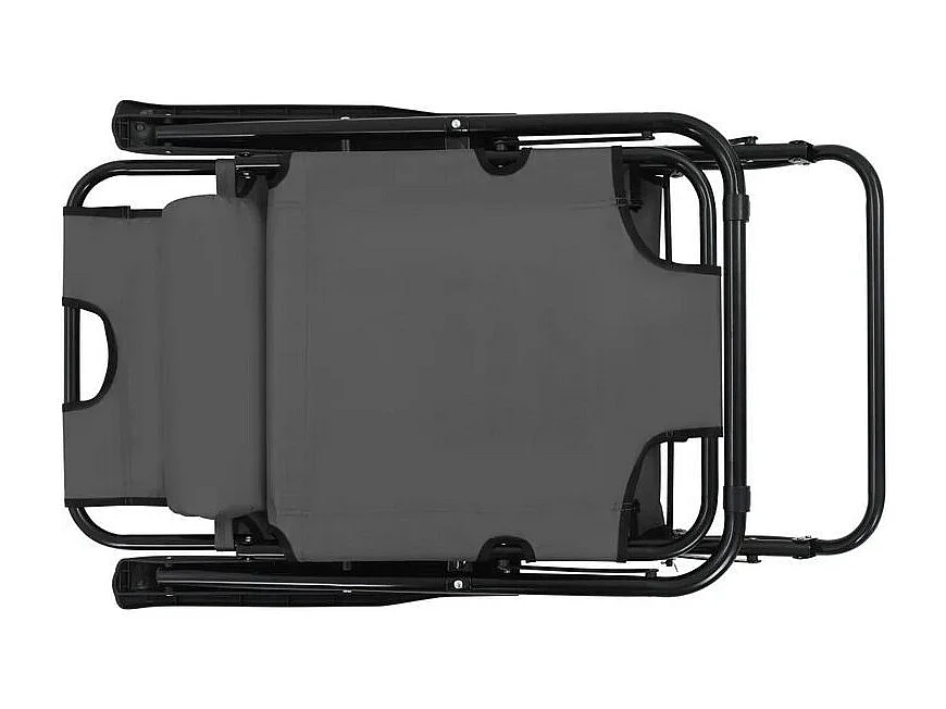 Chaise longue pliable tissu gris et métal Cordi - Lot de 2