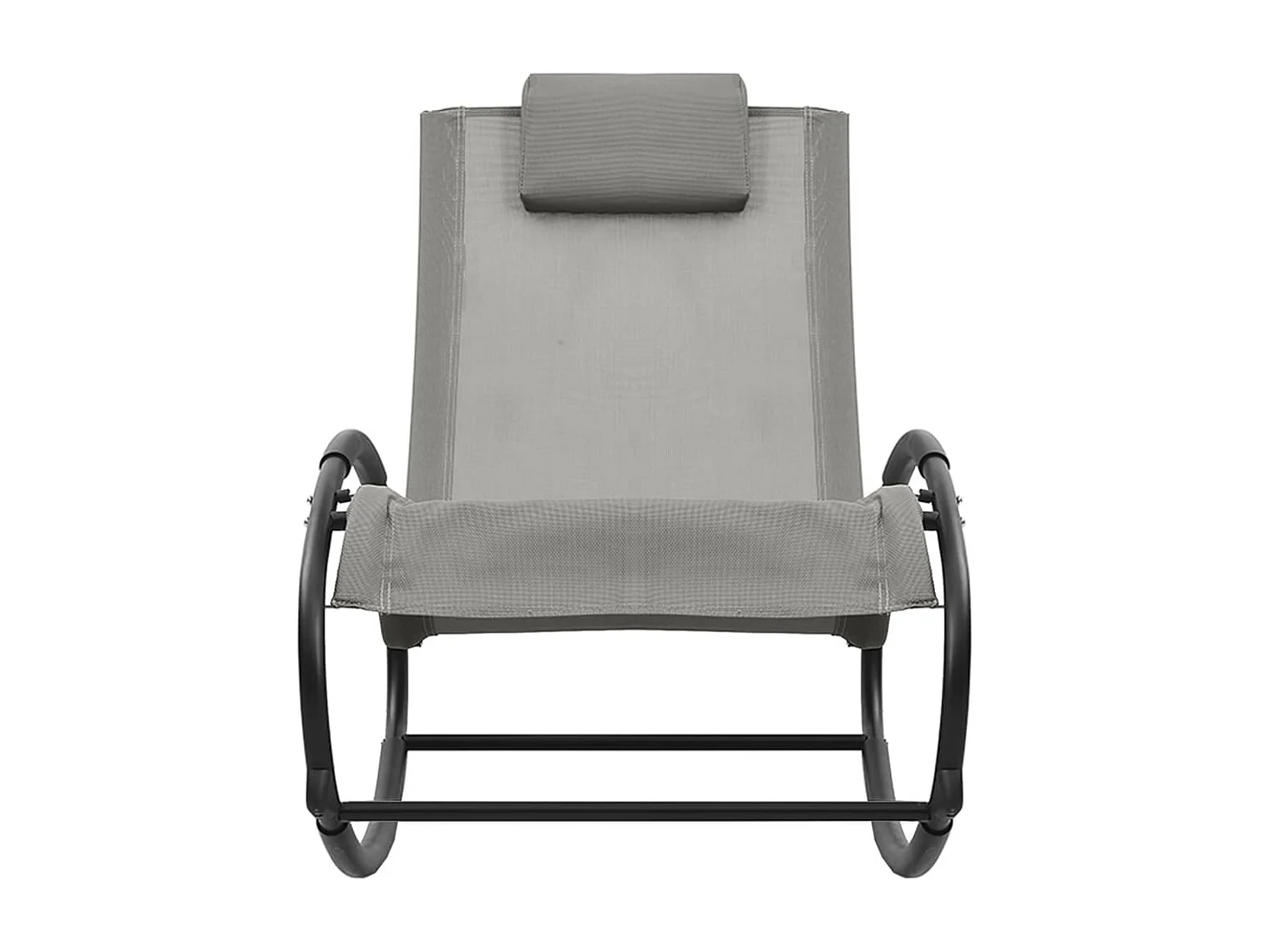 Chaise longue avec oreiller Acier et textilène Gris