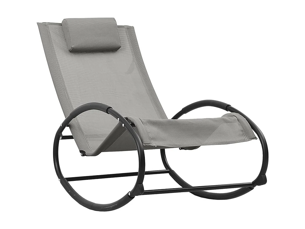 Chaise longue avec oreiller Acier et textilène Gris