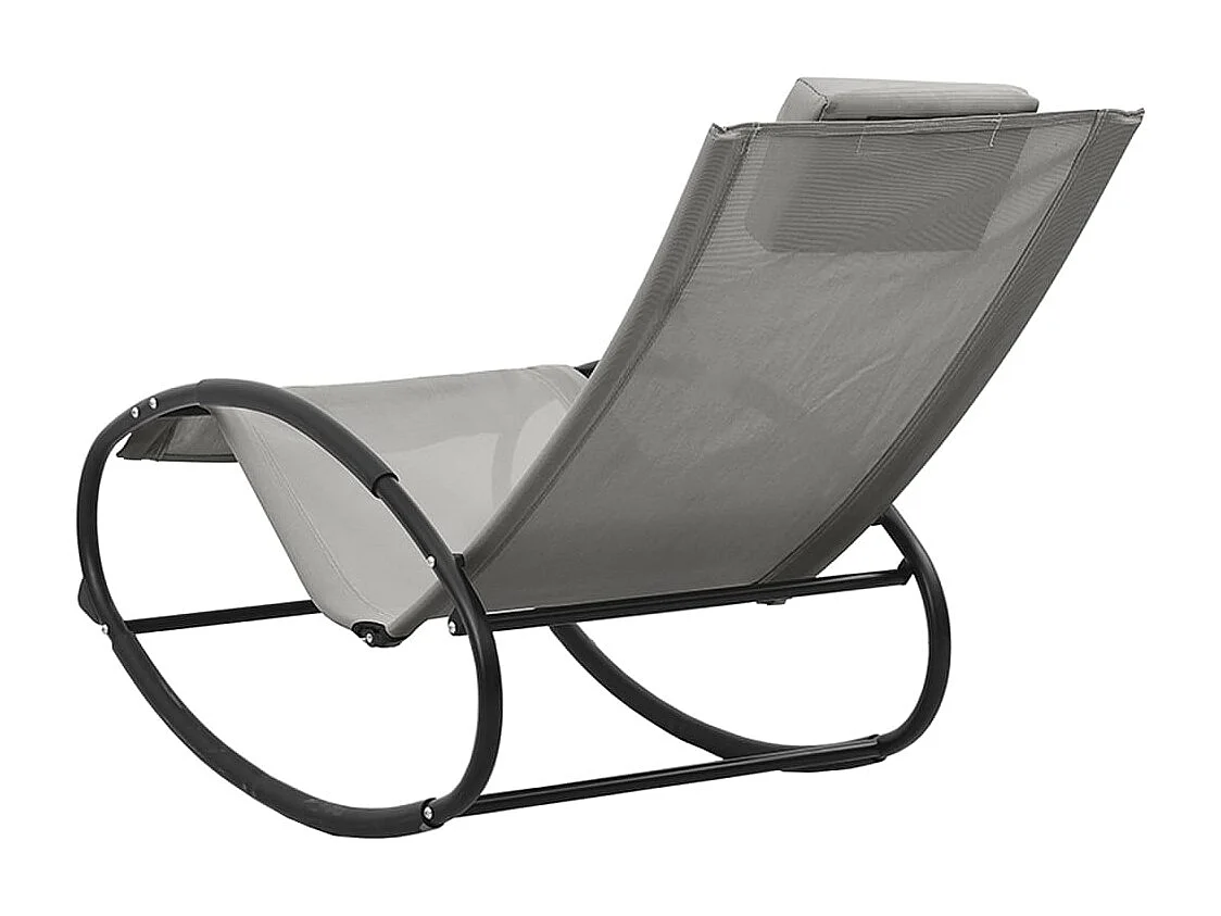 Chaise longue avec oreiller Acier et textilène Gris