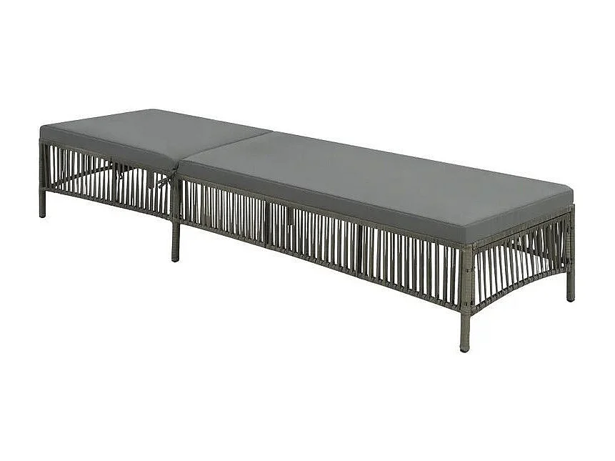 Chaise longue polyester et résine tressée gris Melua