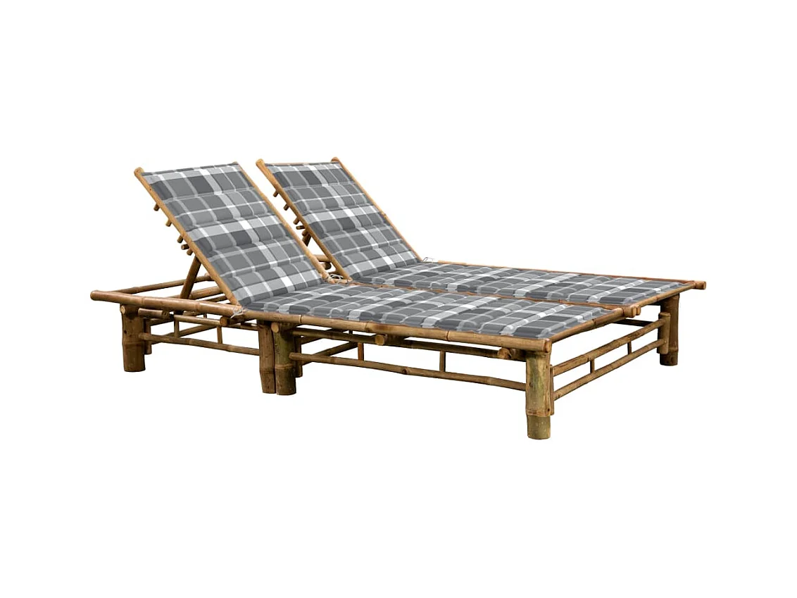 Chaise longue pour 2 personnes avec coussins Bambou 12