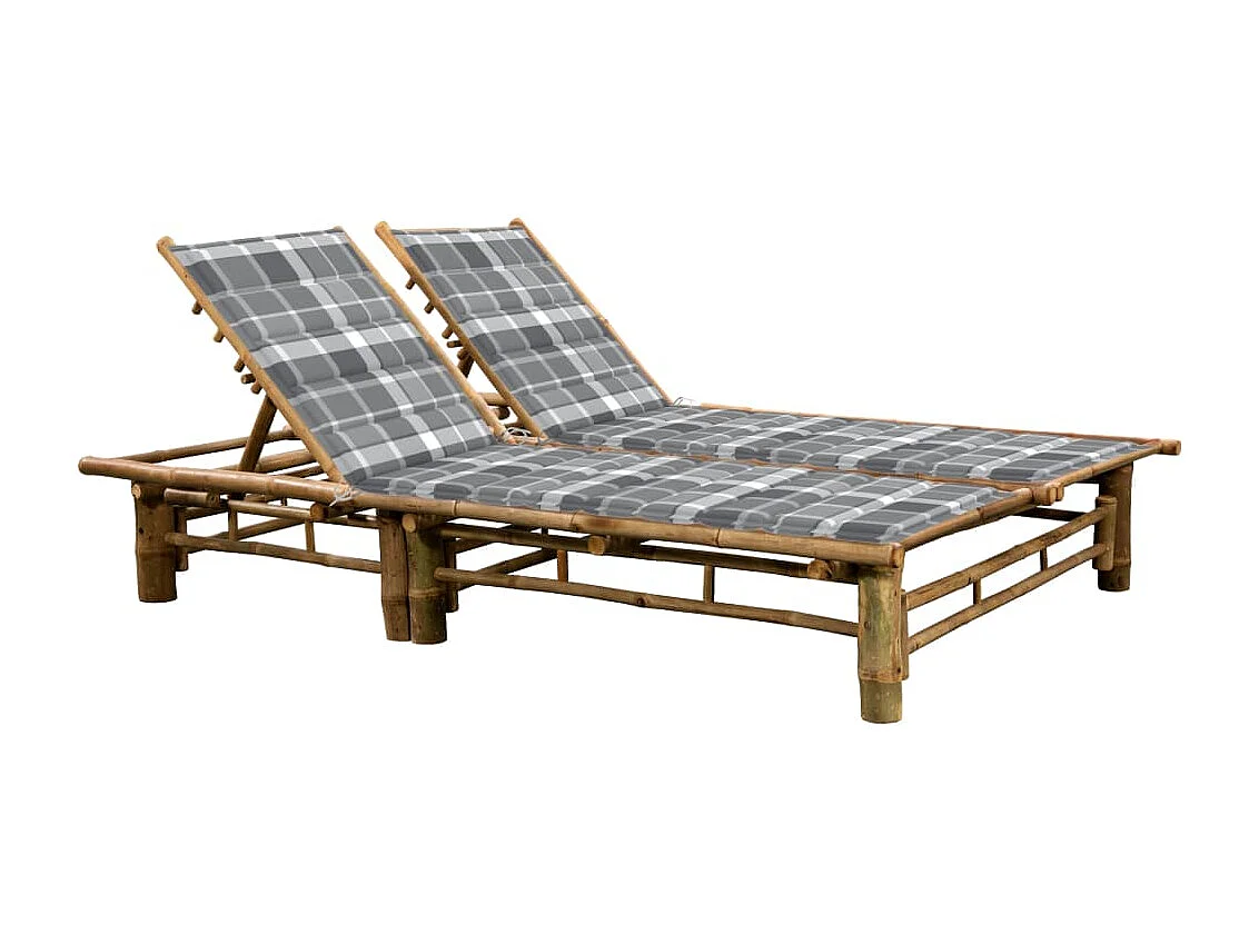 Chaise longue pour 2 personnes avec coussins Bambou 12