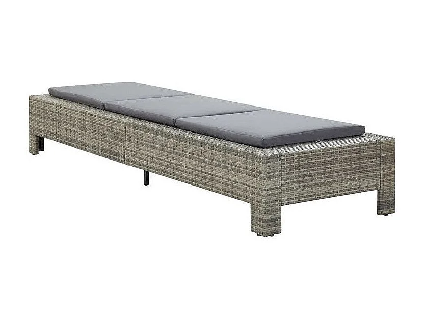 Chaise longue tissu et résine tressée gris Daget