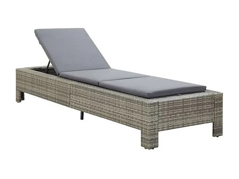 Chaise longue tissu et résine tressée gris Daget
