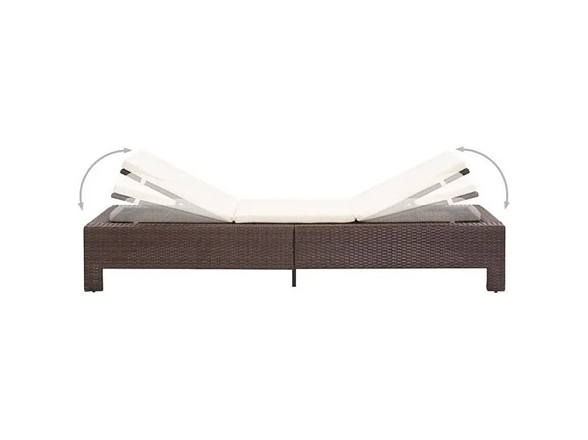 Chaise longue tissu blanc et résine tressée marron Daget