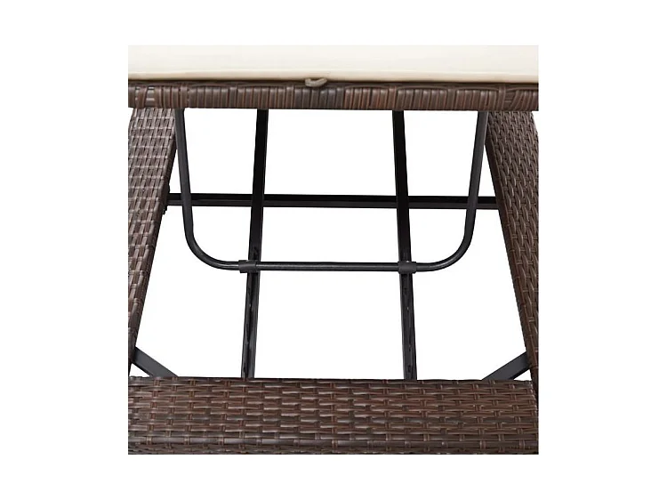 Chaise longue tissu blanc et résine tressée marron Daget