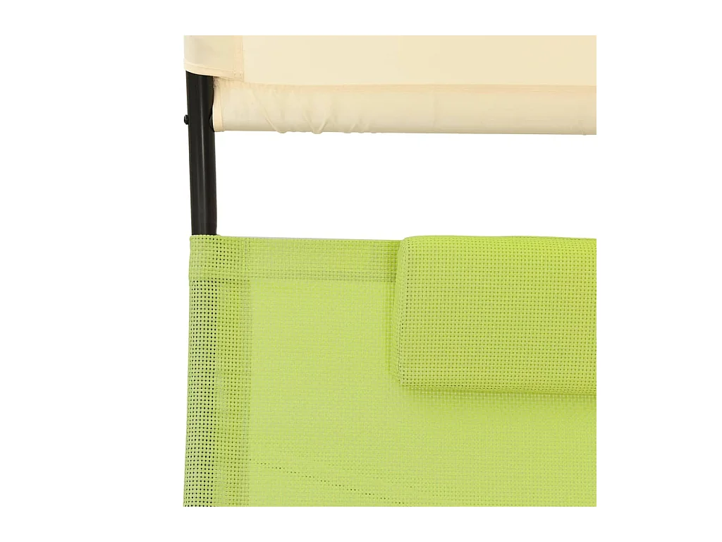 Chaise longue double avec auvent Textilène Vert et crème