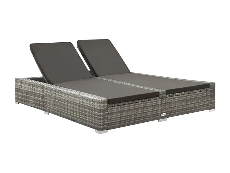 Chaise longue double Résine tressée Gris