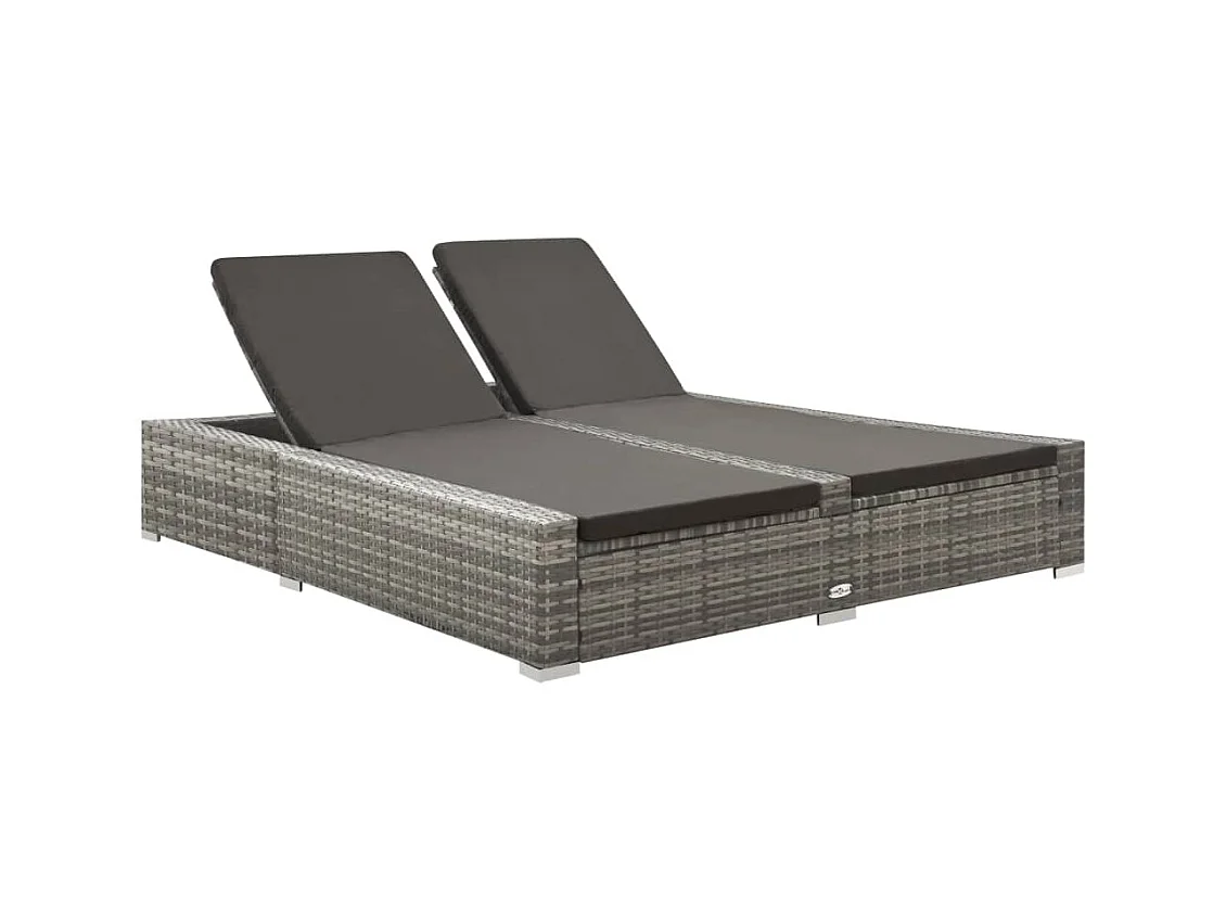 Chaise longue double Résine tressée Gris