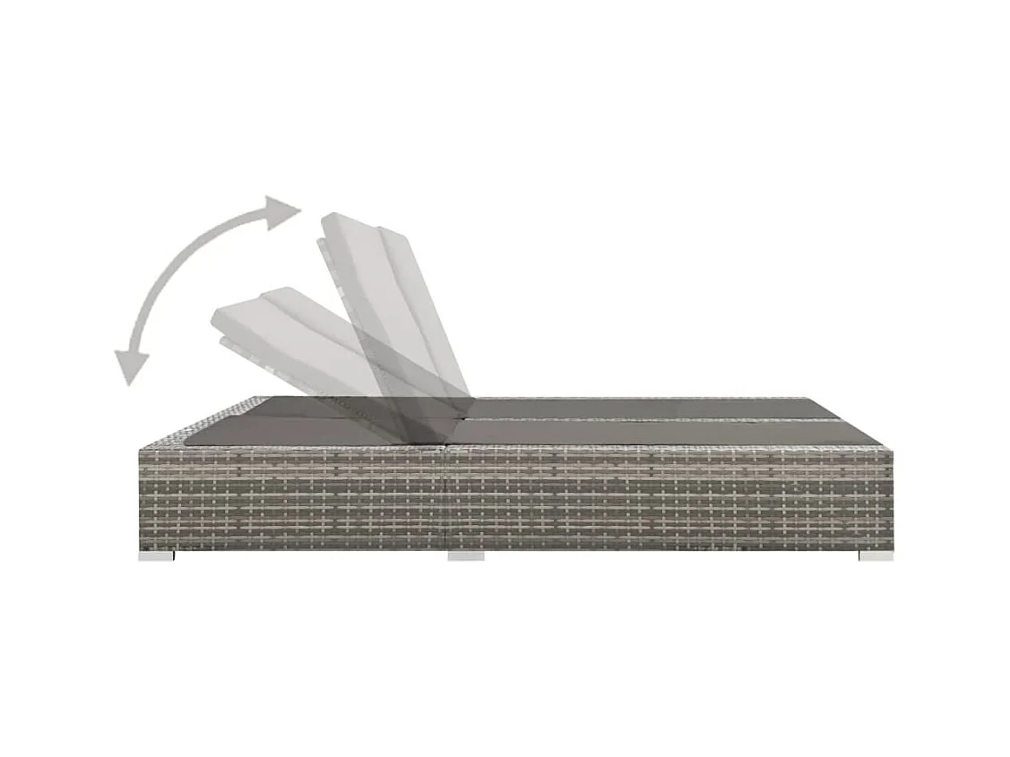 Chaise longue double Résine tressée Gris