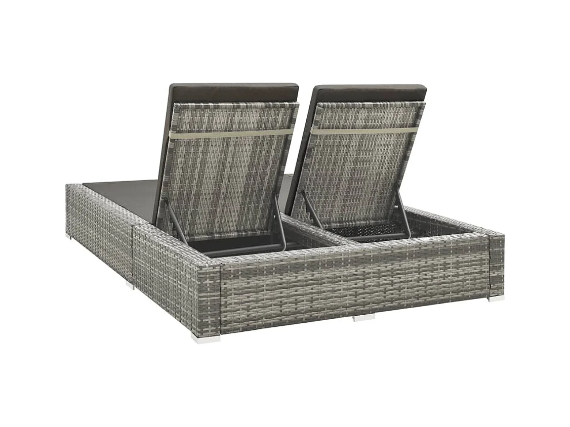 Chaise longue double Résine tressée Gris