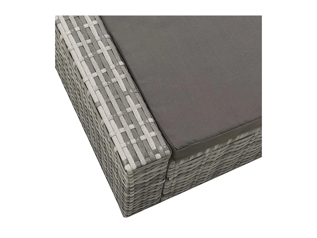 Chaise longue double Résine tressée Gris