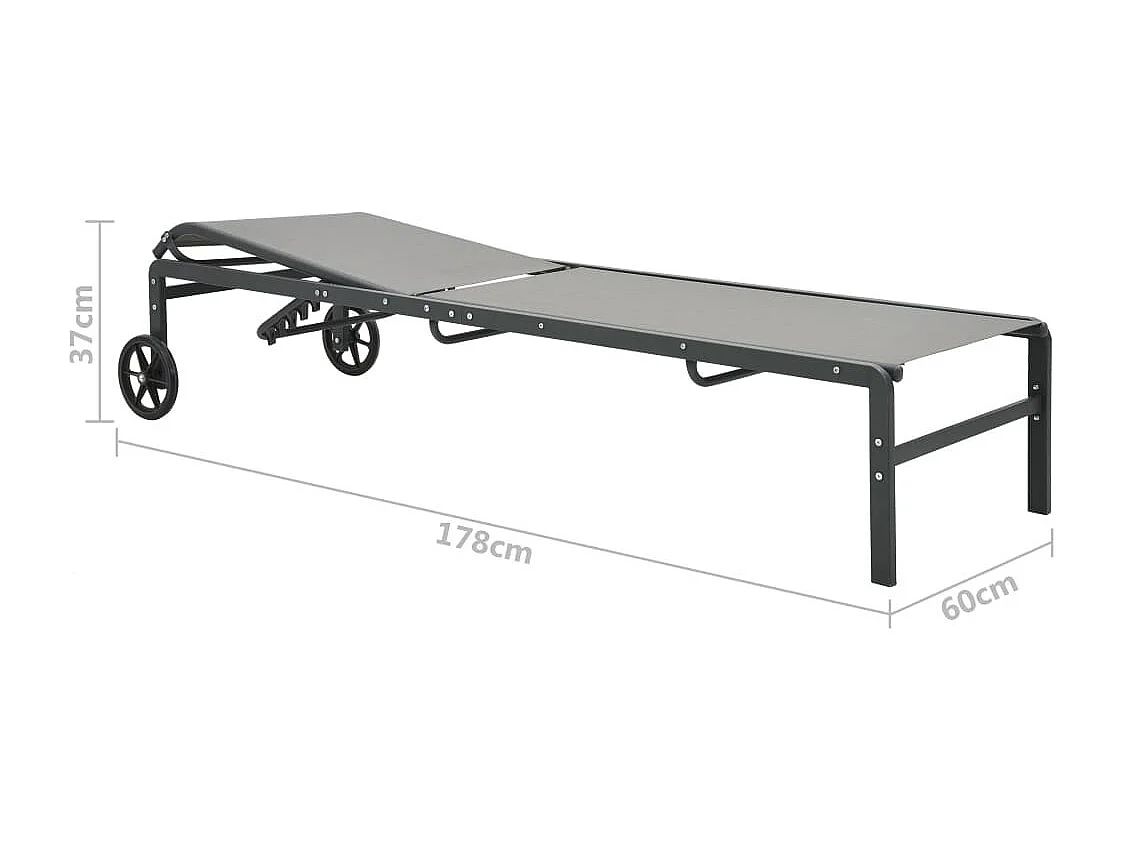 Chaises longues 2 pcs avec table Textilène et acier