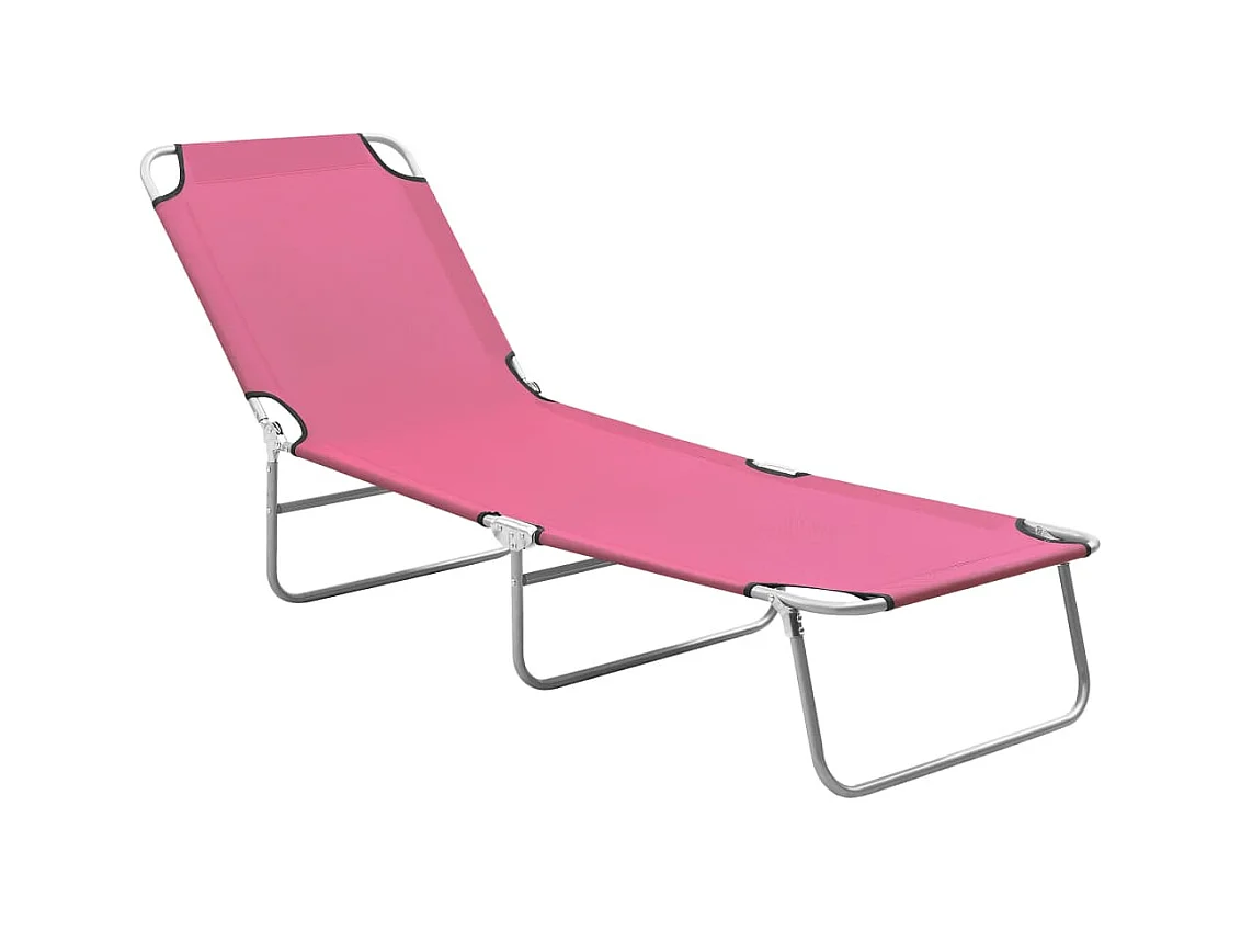 Chaise longue pliable Acier et tissu Rose