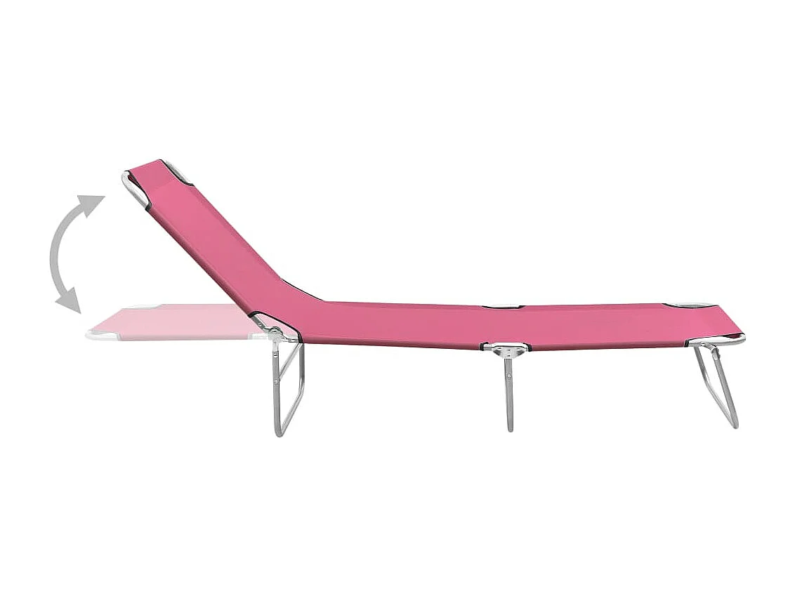 Chaise longue pliable Acier et tissu Rose