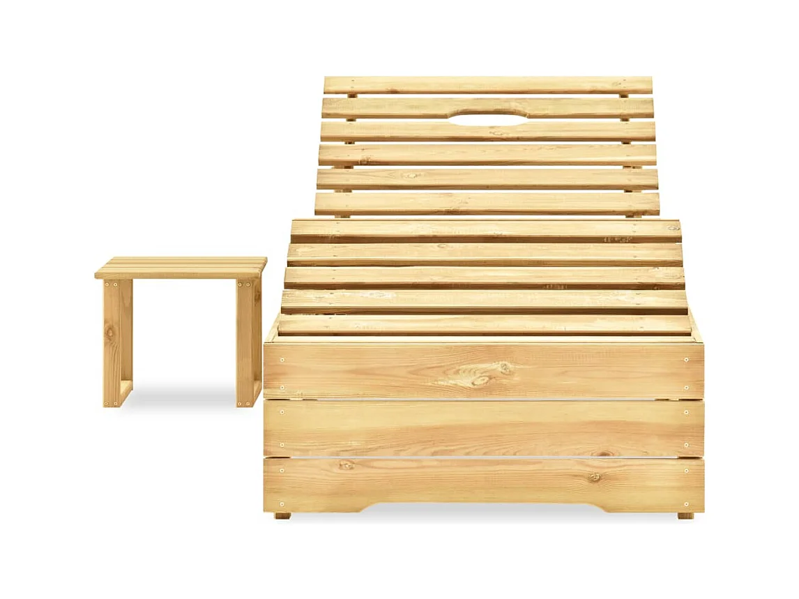 Chaise longue avec table Bois de pin imprégné de vert 2