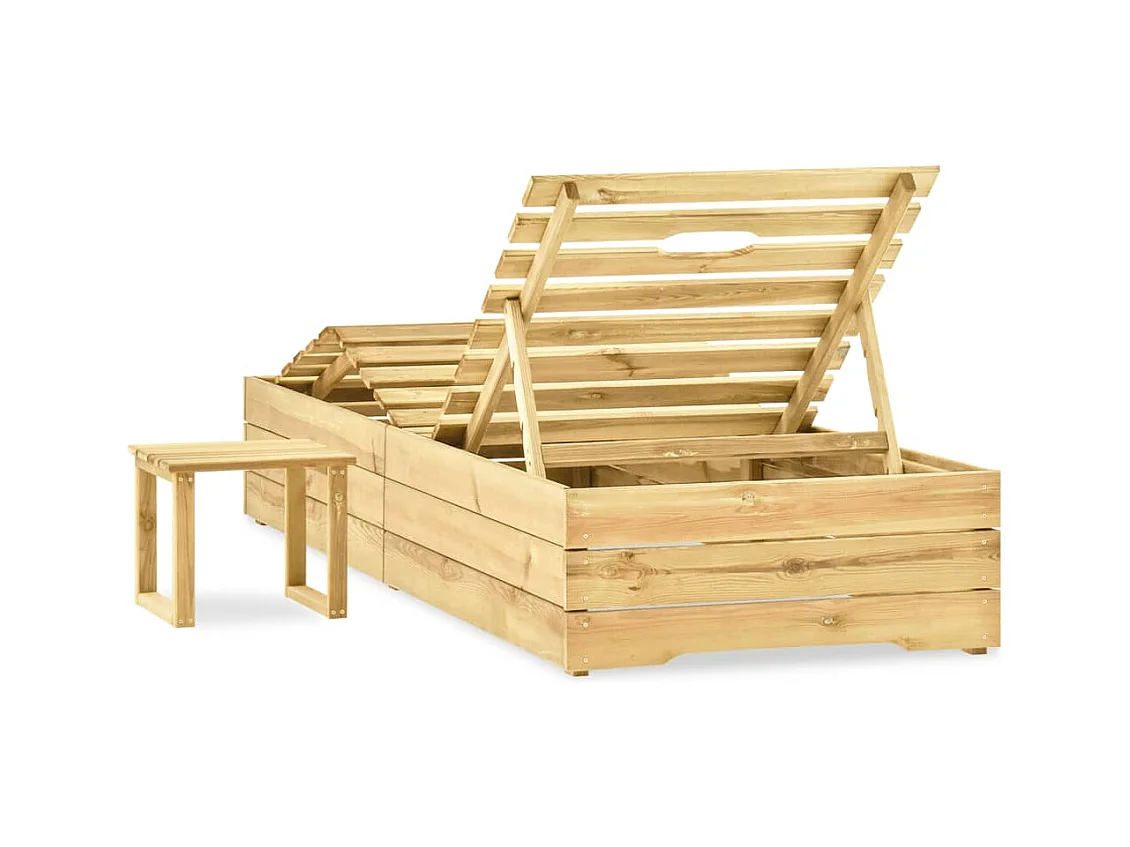 Chaise longue avec table Bois de pin imprégné de vert 2