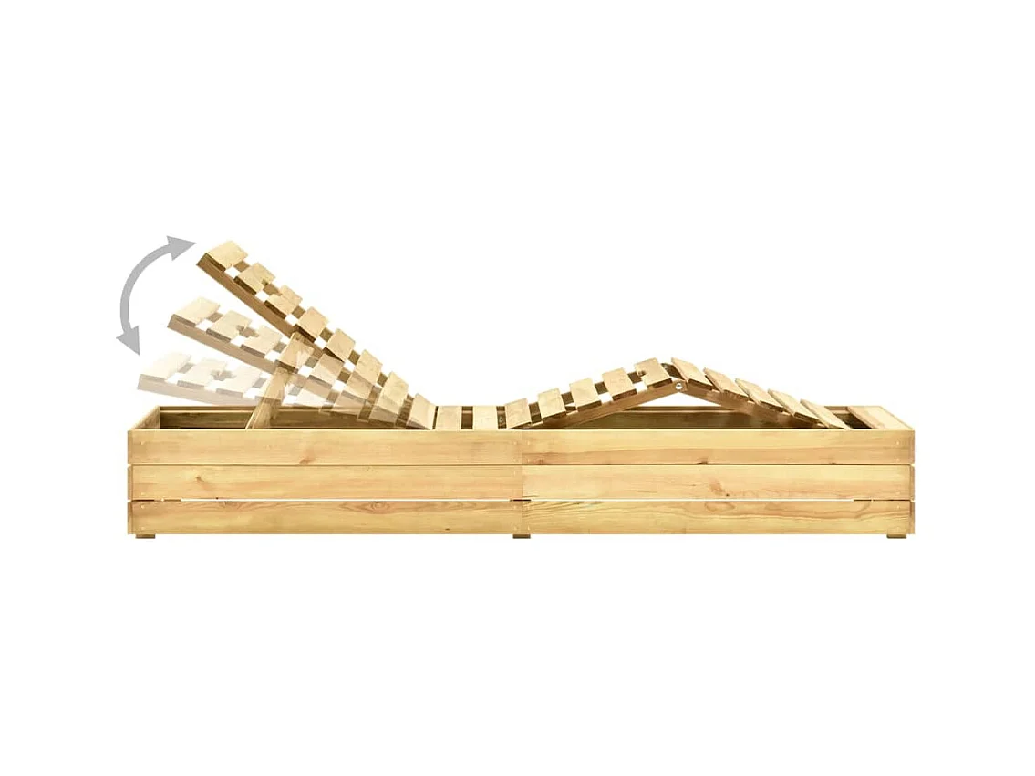 Chaise longue avec table Bois de pin imprégné de vert 2