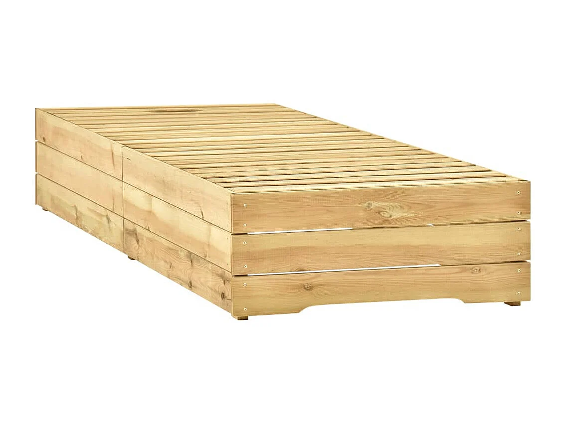 Chaise longue avec table Bois de pin imprégné de vert 2