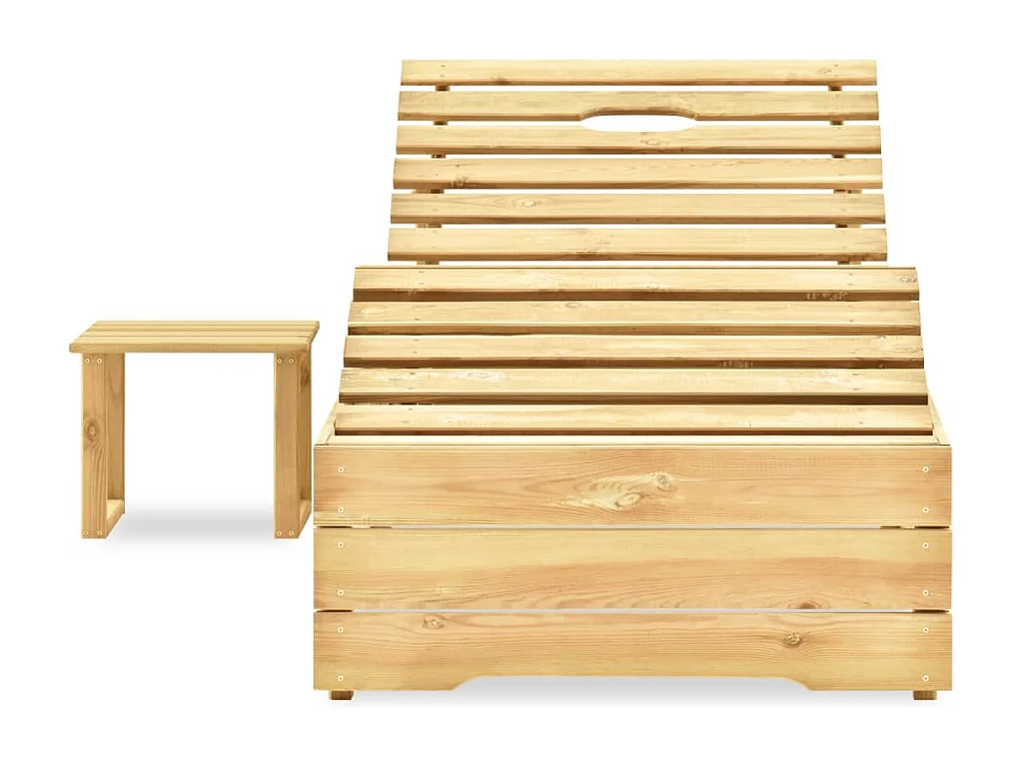 Chaise longue avec table Bois de pin imprégné de vert 2